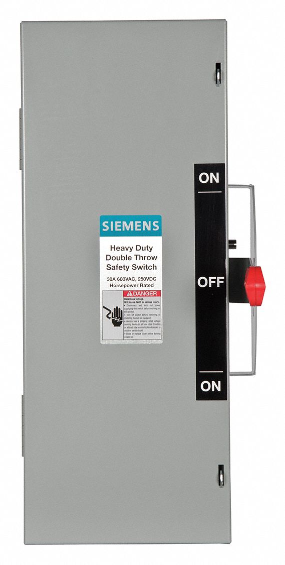 SIEMENS Safety Switch 30 A Amps AC, 30 HP 600V AC, 1, 3 Poles, 3 Wires, Nonfusible 20RC70