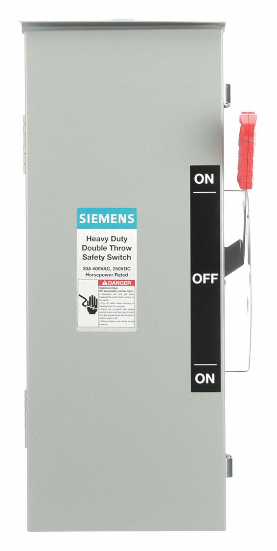 Safety Switch: Non-Fusible, 30 A, Three Phase, 240V AC, Galvanized Steel, Indoor/Outdoor