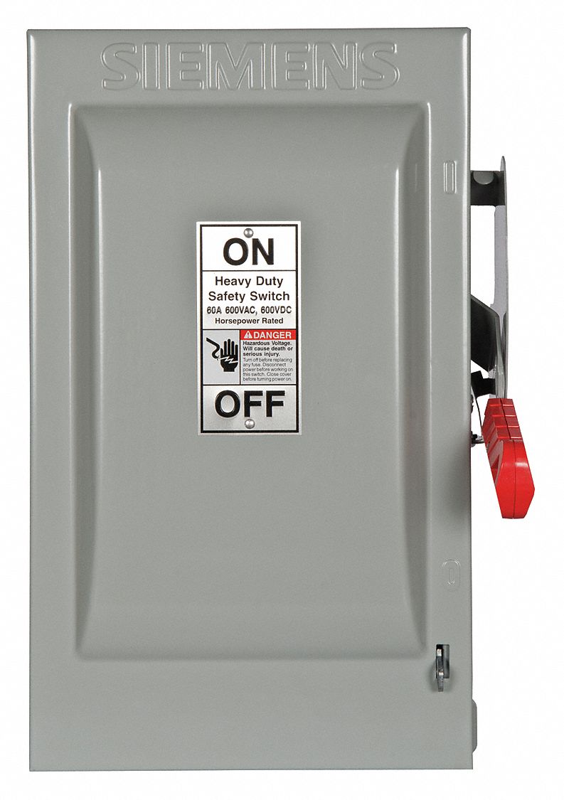 Safety Switch: Non-Fusible, 60 A, Single Phase, 600V AC, Galvanized Steel, Indoor