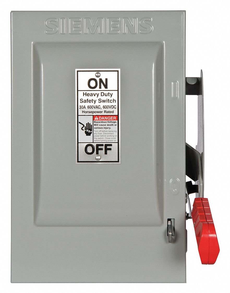 SIEMENS Safety Switch, 1 NEMA Enclosure Type, 30 Amps AC, 10 HP ...