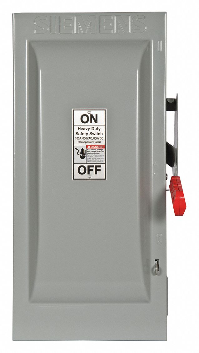 Safety Switch: Non-Fusible, 100 A, Single Phase, 600V AC, Galvanized Steel, Indoor