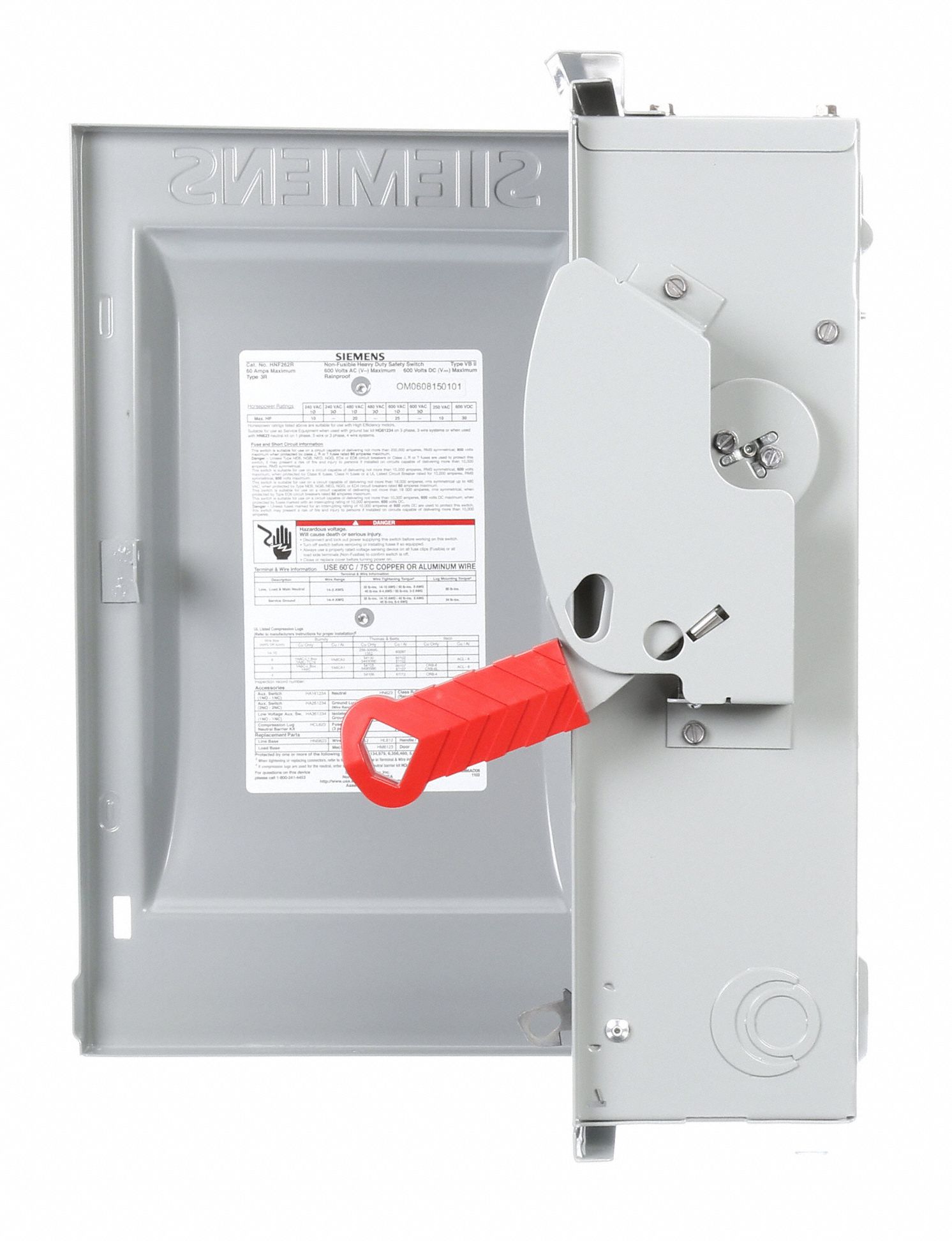 SIEMENS Safety Switch, Nonfusible, Heavy, 600V AC Voltage, 1 Phase, 25