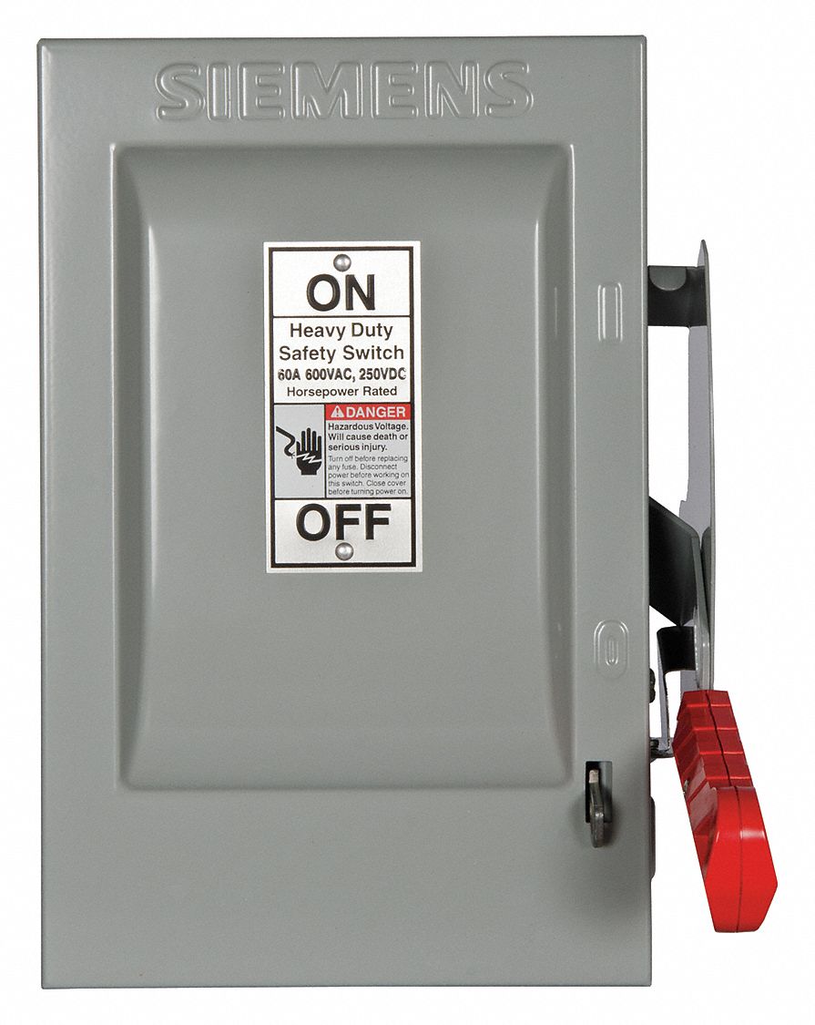 SIEMENS Safety Switch, Nonfusible, Heavy, 600V AC Voltage, 3 Phase, 40