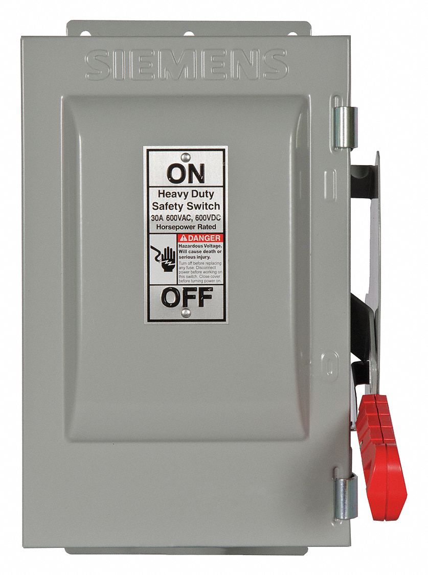 Safety Switch: Non-Fusible, 30 A, Single Phase, 600V AC, Galvanized Steel, Indoor