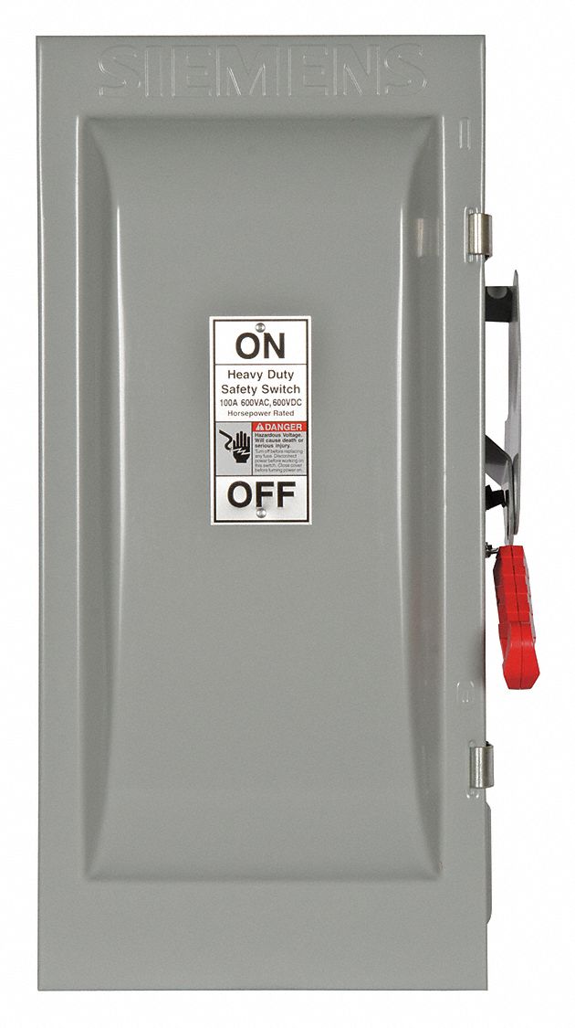 Safety Switch: Non-Fusible, 100 A, Single Phase, 600V AC, Galvanized Steel, Indoor