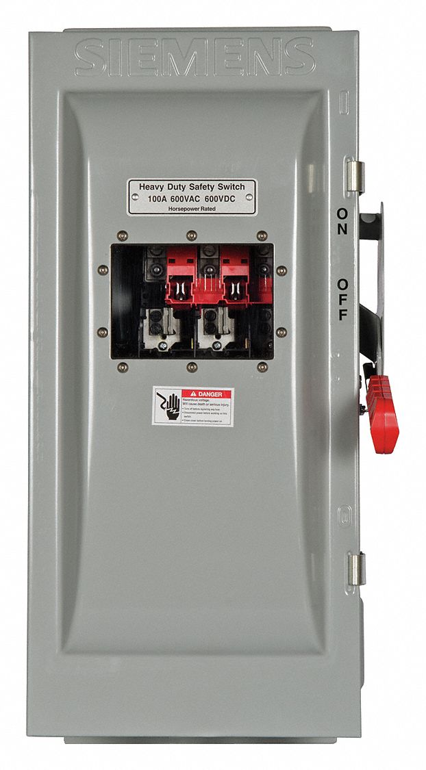 Safety Switch: Non-Fusible, 100 A, Three Phase, 600V AC, Galvanized Steel, Indoor