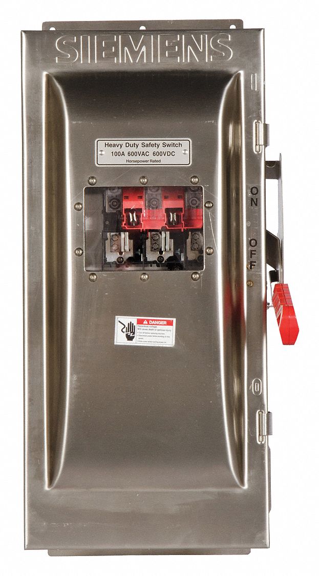 Safety Switch: Fusible, 100 A, Three Phase, 600V AC, 304 Stainless Steel, Indoor/Outdoor