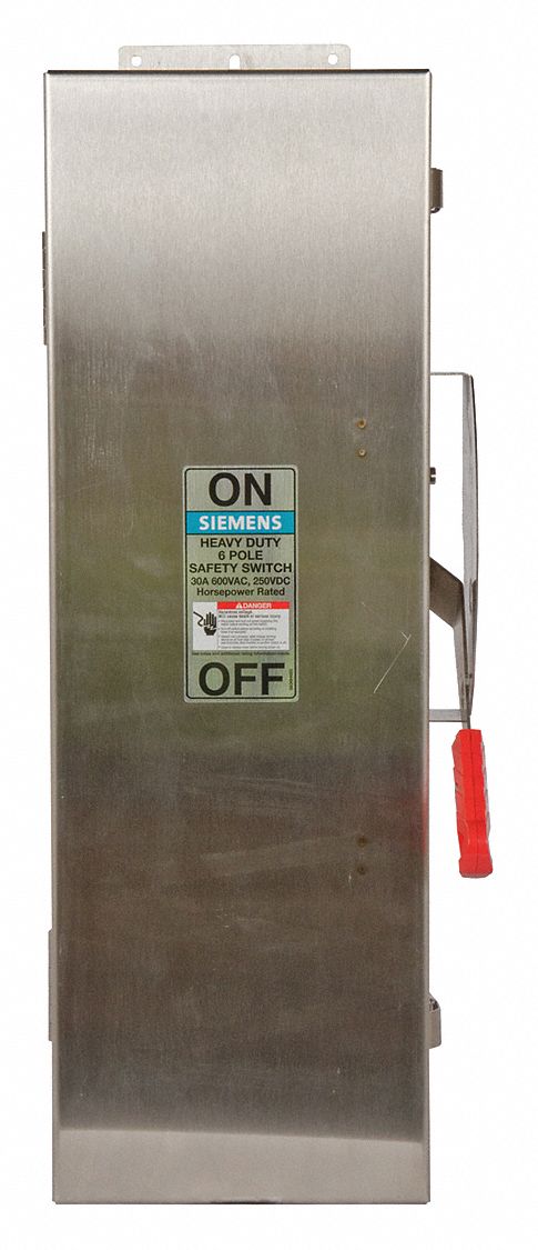 Safety Switch: Fusible, 30 A, Three Phase, 600V AC, 304 Stainless Steel, Indoor/Outdoor