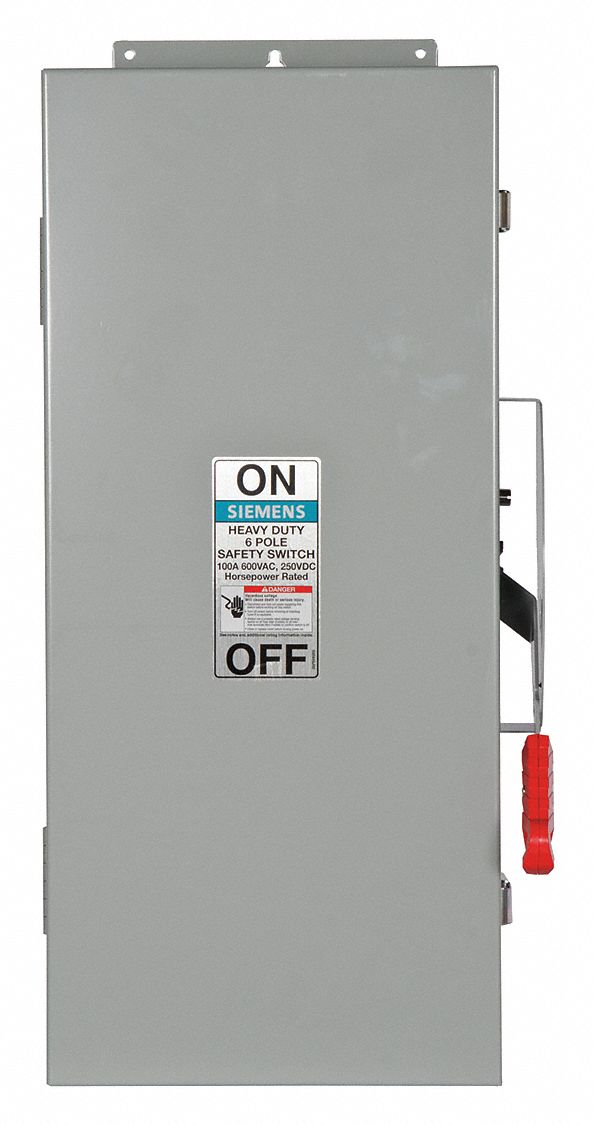 Safety Switch: Non-Fusible, 100 A, Three Phase, 600V AC, Galvanized Steel, Indoor