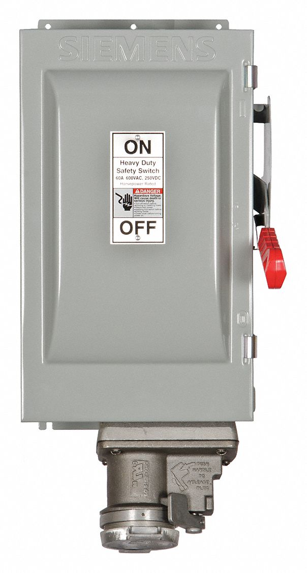 SIEMENS Safety Switch, Fusible, Heavy, 600V AC Voltage, 3 Phase, 50 hp