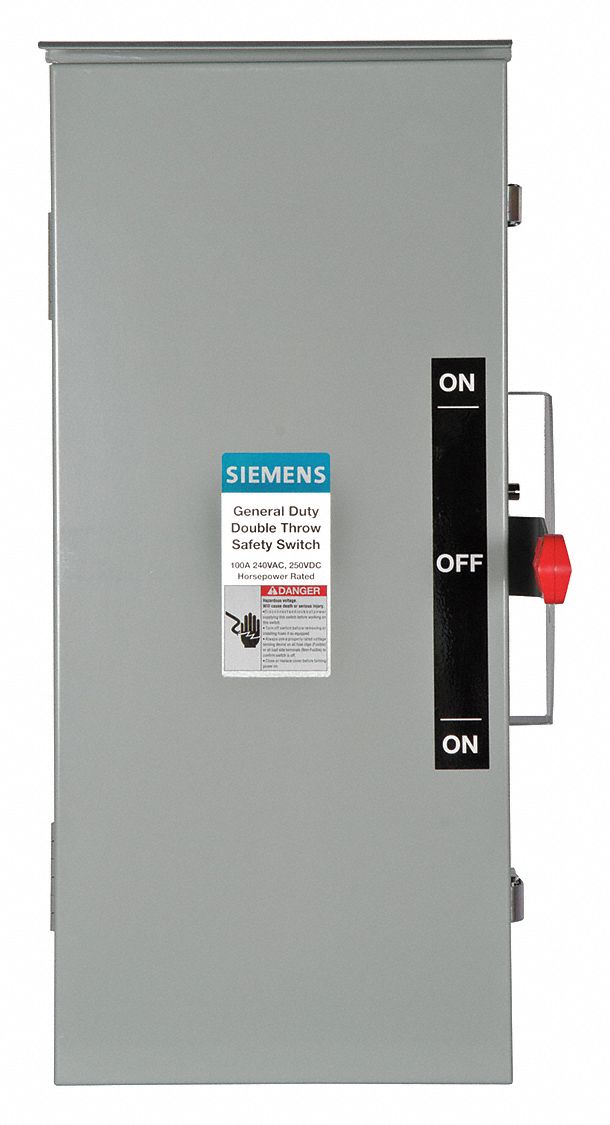 Safety Switch: Non-Fusible, 100 A, Three Phase, 240V AC, Galvanized Steel, Indoor/Outdoor