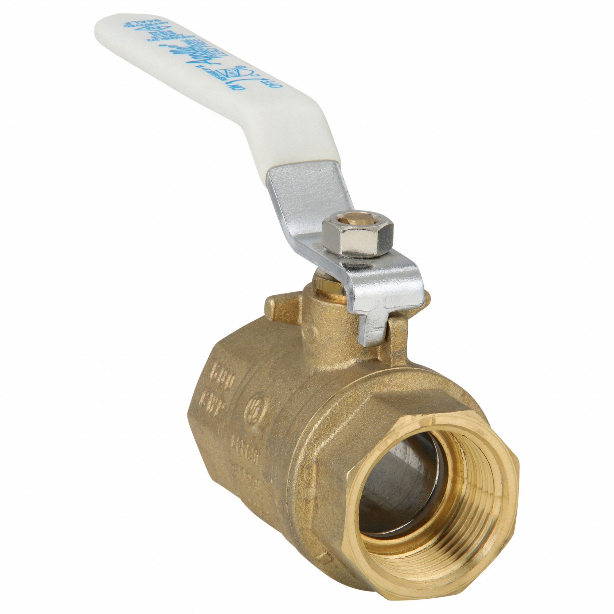 Manual Two-Way Ball Valve: 1 in, Brass, Straight, FNPT x FNPT, 600 psi Max. Pressure (CWP)