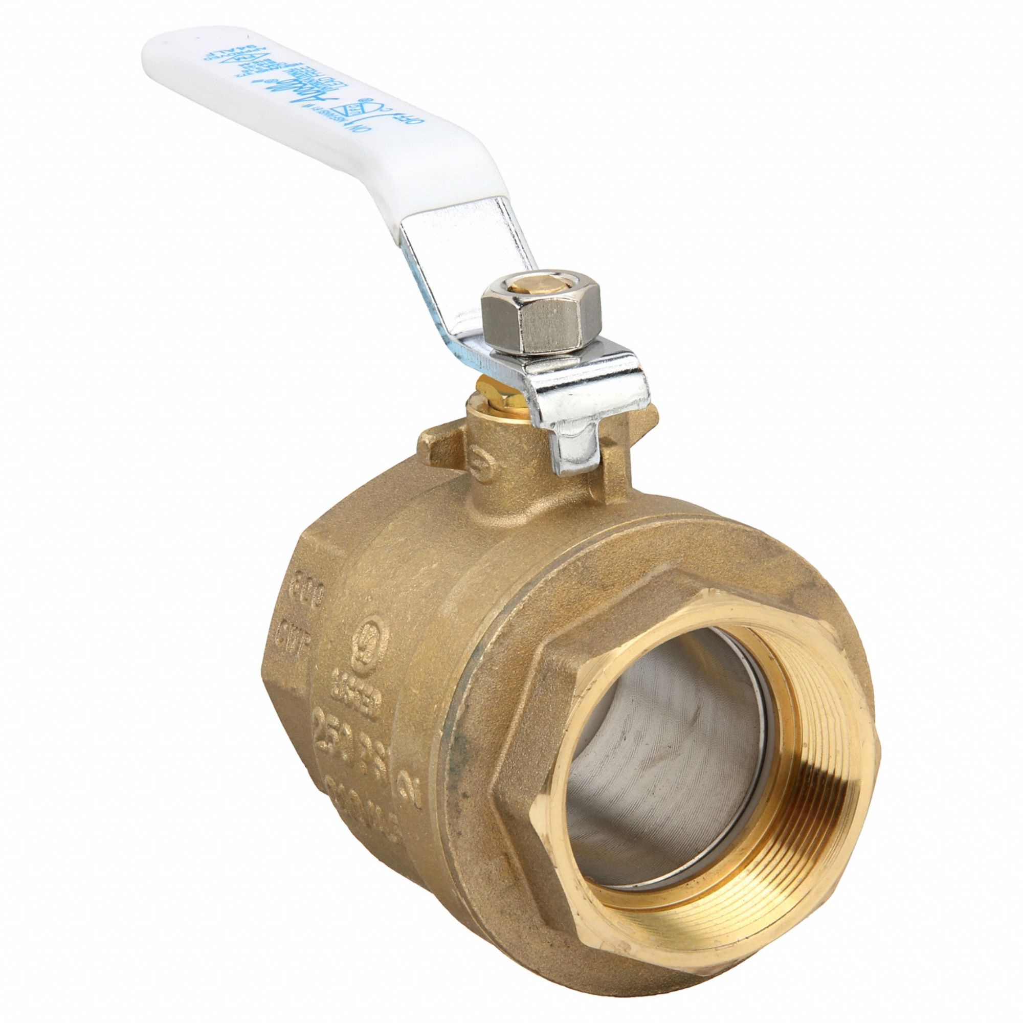 Manual Two-Way Ball Valve: 2 in, Brass, Straight, FNPT x FNPT, 600 psi Max. Pressure (CWP)