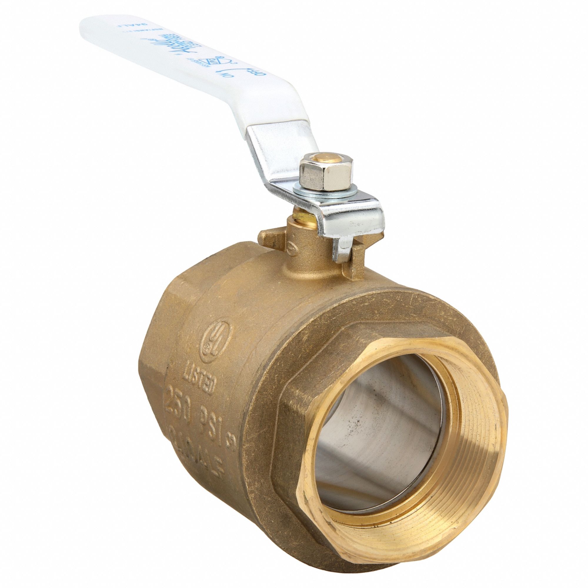 Manual Two-Way Ball Valve: 3 in, Brass, Straight, FNPT x FNPT, 400 psi Max. Pressure (CWP)