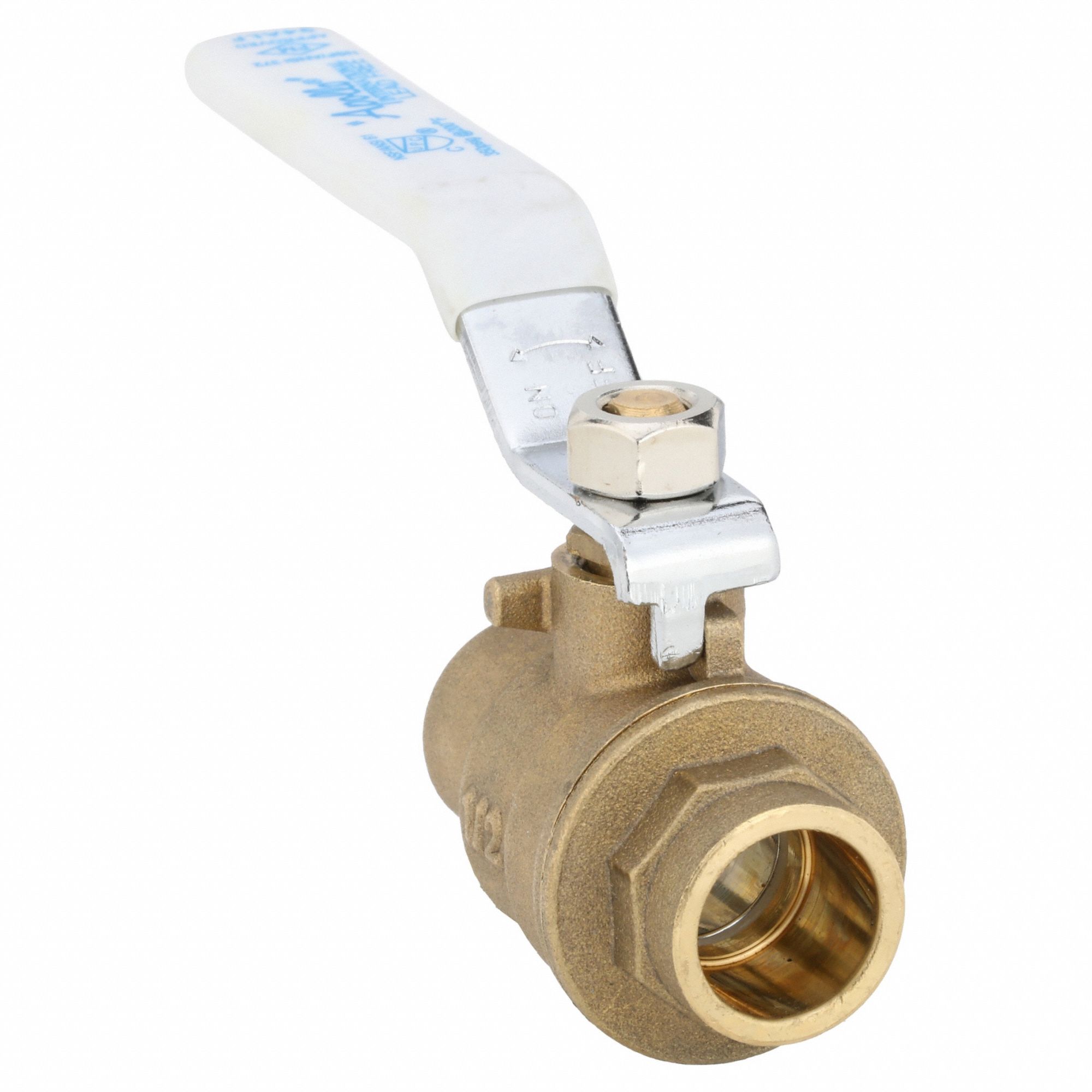 Manual Two-Way Ball Valve: 1/2 in, Brass, Straight, Sweat x Sweat, Full Port Ball Port