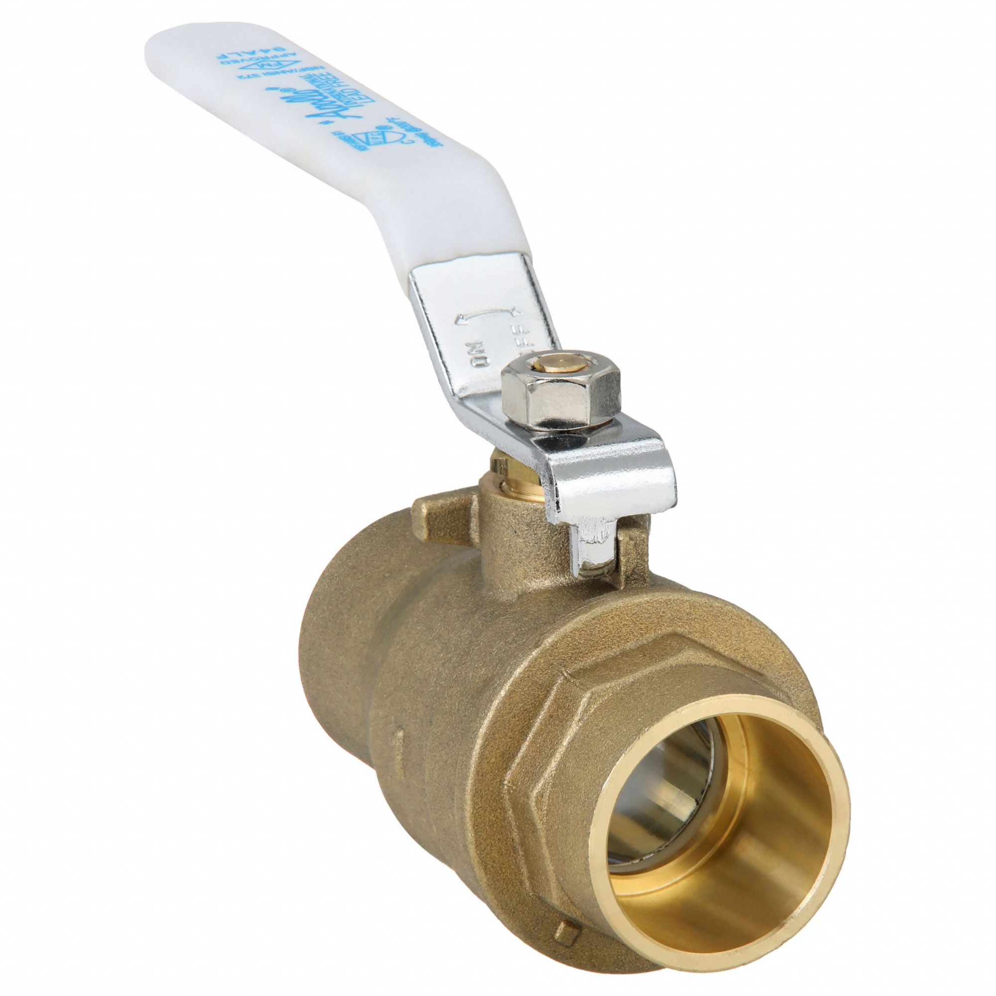 Manual Two-Way Ball Valve: 1 in, Brass, Straight, Sweat x Sweat, 600 psi Max. Pressure (CWP)