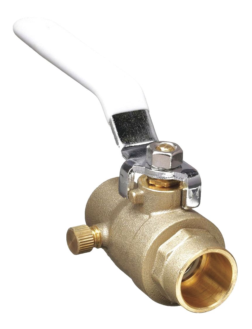APOLLO Manual Two-Way Ball Valve: 1/2 in Pipe Size, Sweat x Sweat, Brass, 600 psi Max. Op Pressure