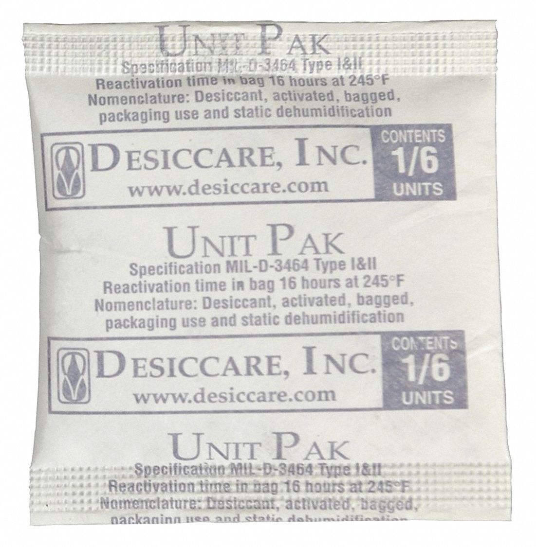 2 1/8 in Wd, 2 1/8 in Lg, Desiccant Bag 20RE411/6PLDES1200 Grainger