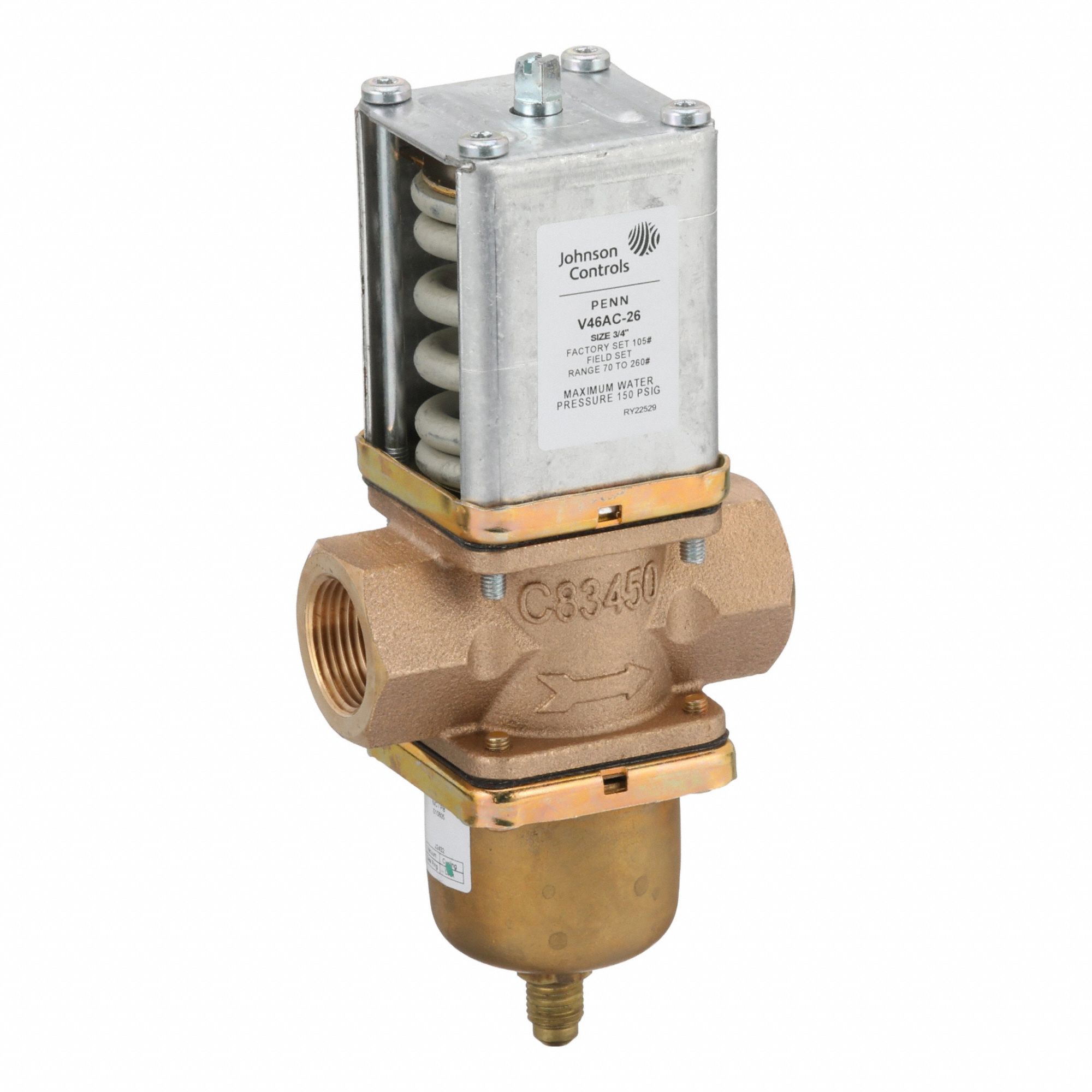 Pressure Regulating Valve: Pressure, Two-Way, 45 gpm Max., 70 psi to 260 psi
