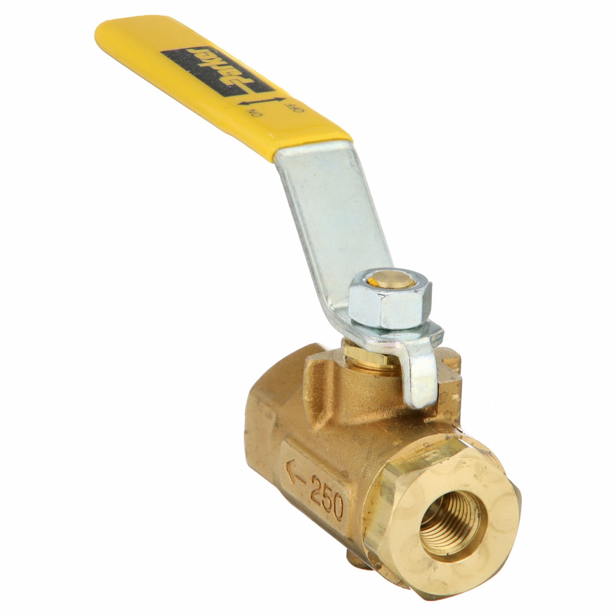 Manual Two-Way Ball Valve: 1/4 in, Brass, Straight, Female SAE x Female SAE, Lever