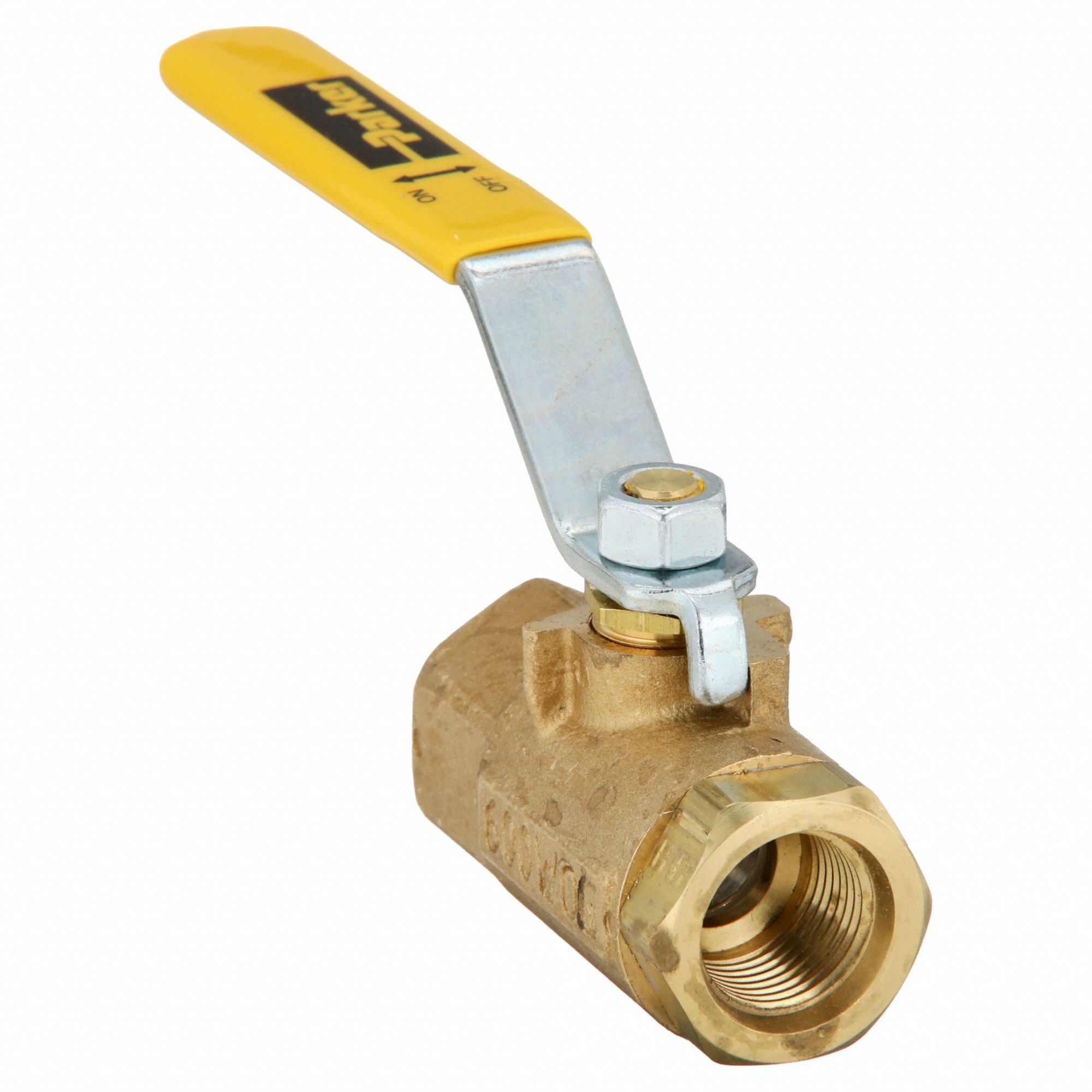 Manual Two-Way Ball Valve: 1/2 in, Brass, Straight, Female SAE x Female SAE, Lever