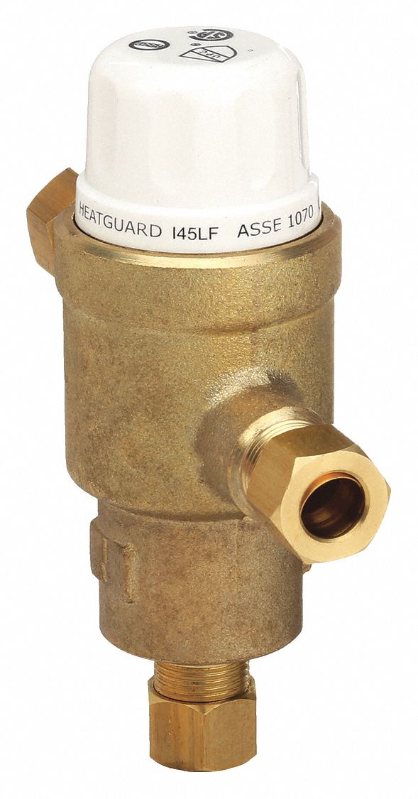 THERMOSTATIC MIXING VALVE: ⅜ IN INLET CONNECTION SIZE, ⅜ IN OUTLET CONNECTION SIZE