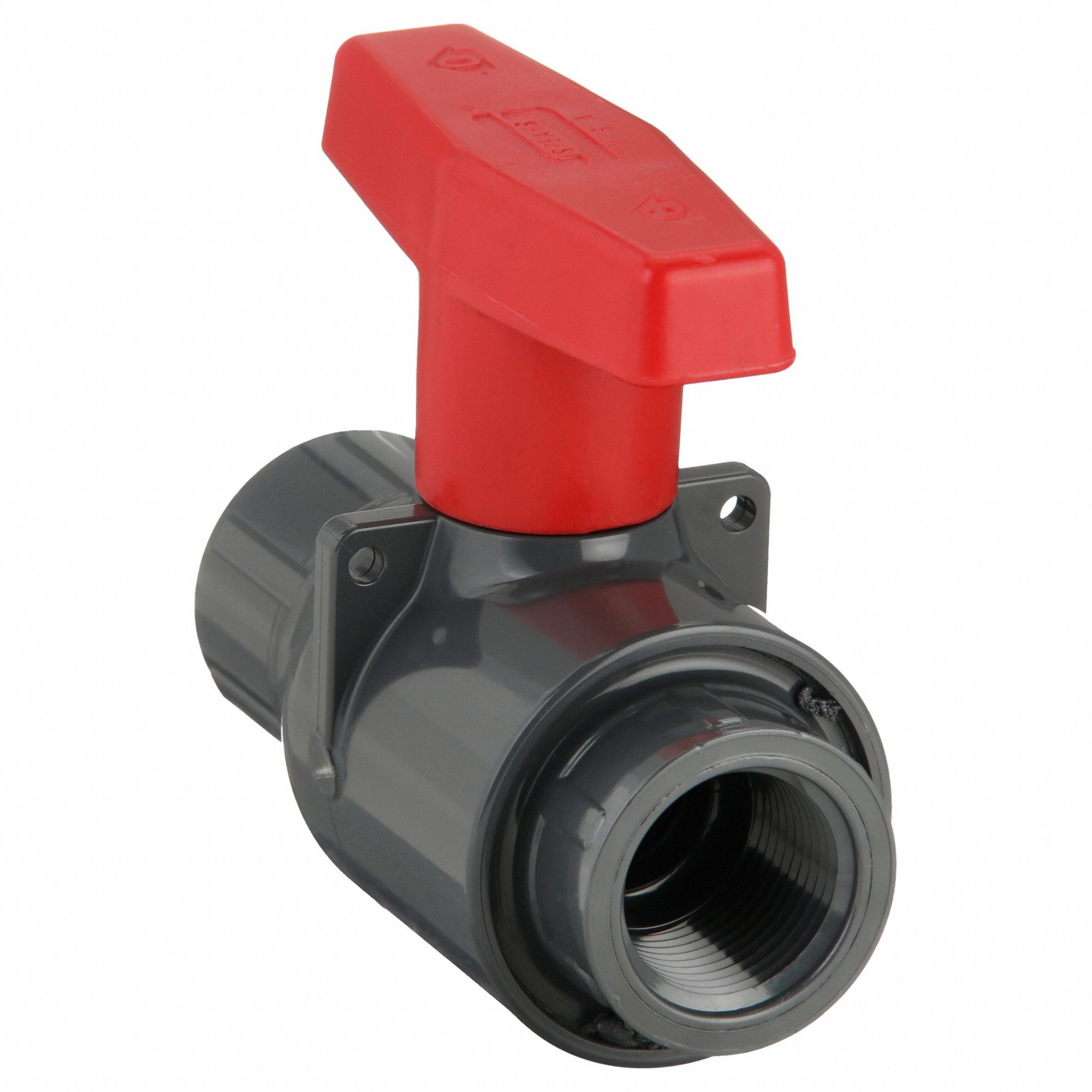 Manual Two-Way Ball Valve: 3/4 in, PVC, Straight, FNPT x FNPT, 235 psi Max. Pressure (CWP)