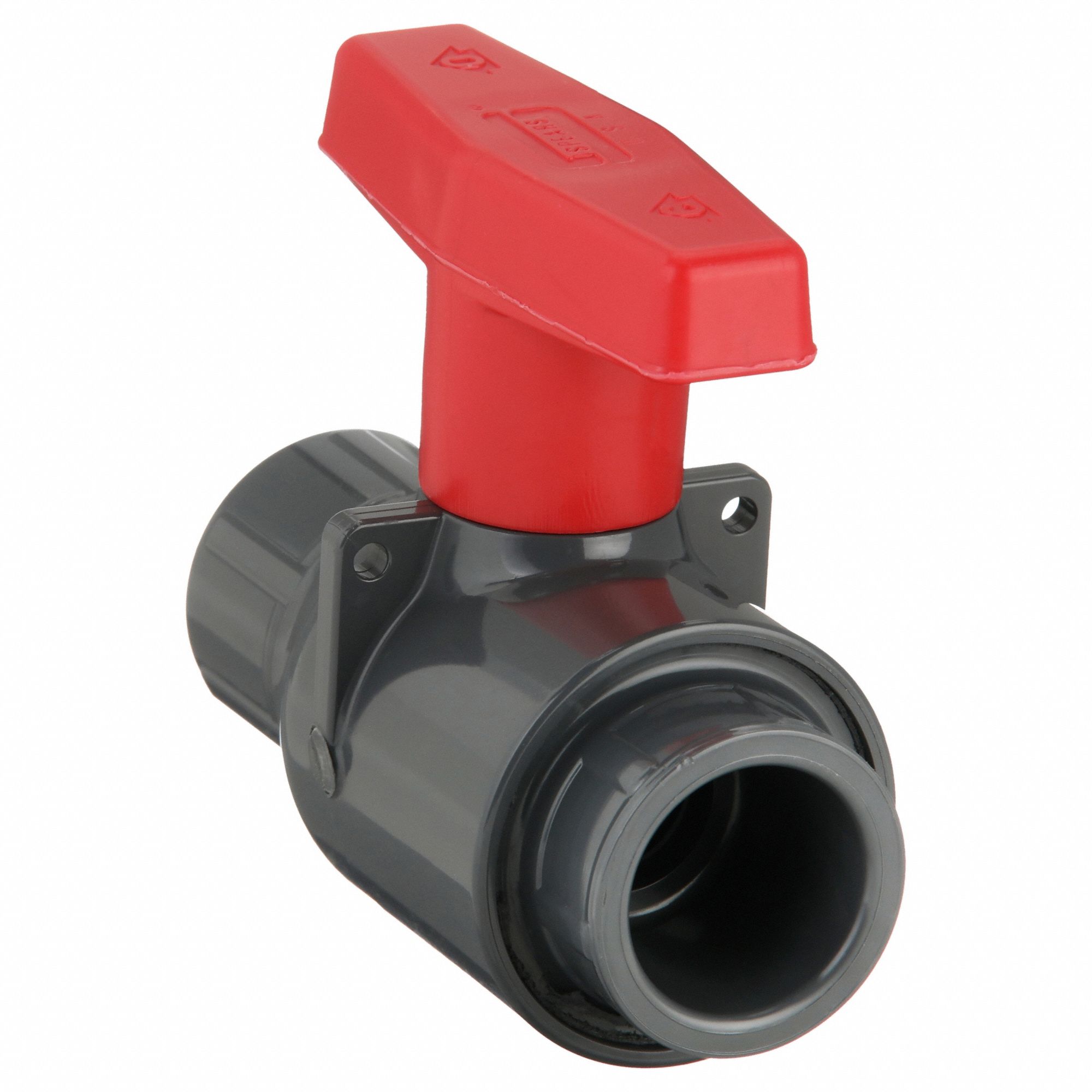 Manual Two-Way Ball Valve: 3/4 in, PVC, Straight, Socket x Socket, Std Port Ball Port, Tee