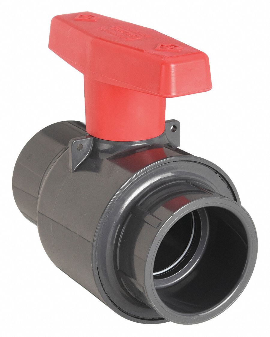 MANUAL TWO-WAY BALL VALVE: 1 IN, PVC, STRAIGHT, SOCKET X SOCKET, 235 PSI MAX