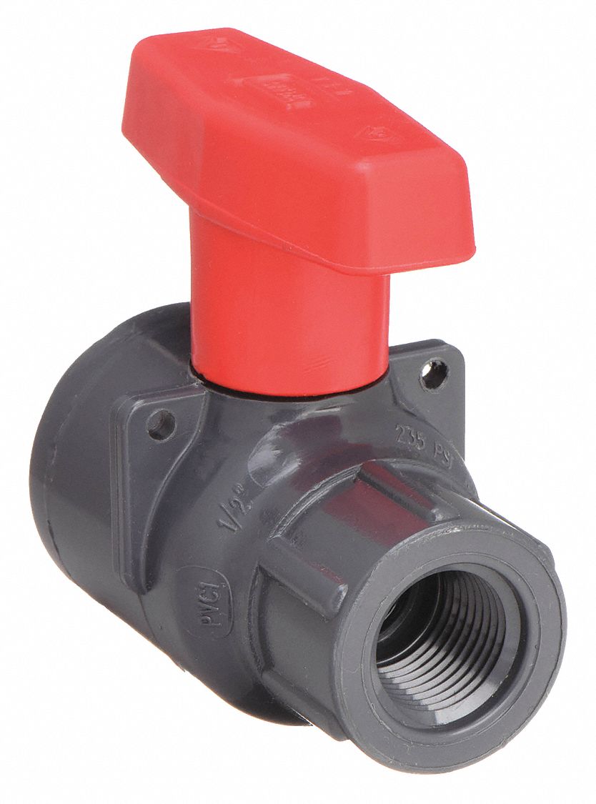 MANUAL TWO-WAY BALL VALVE: ½ IN, CPVC, STRAIGHT, 235 PSI MAX. PRESSURE (CWP), ONE-PIECE