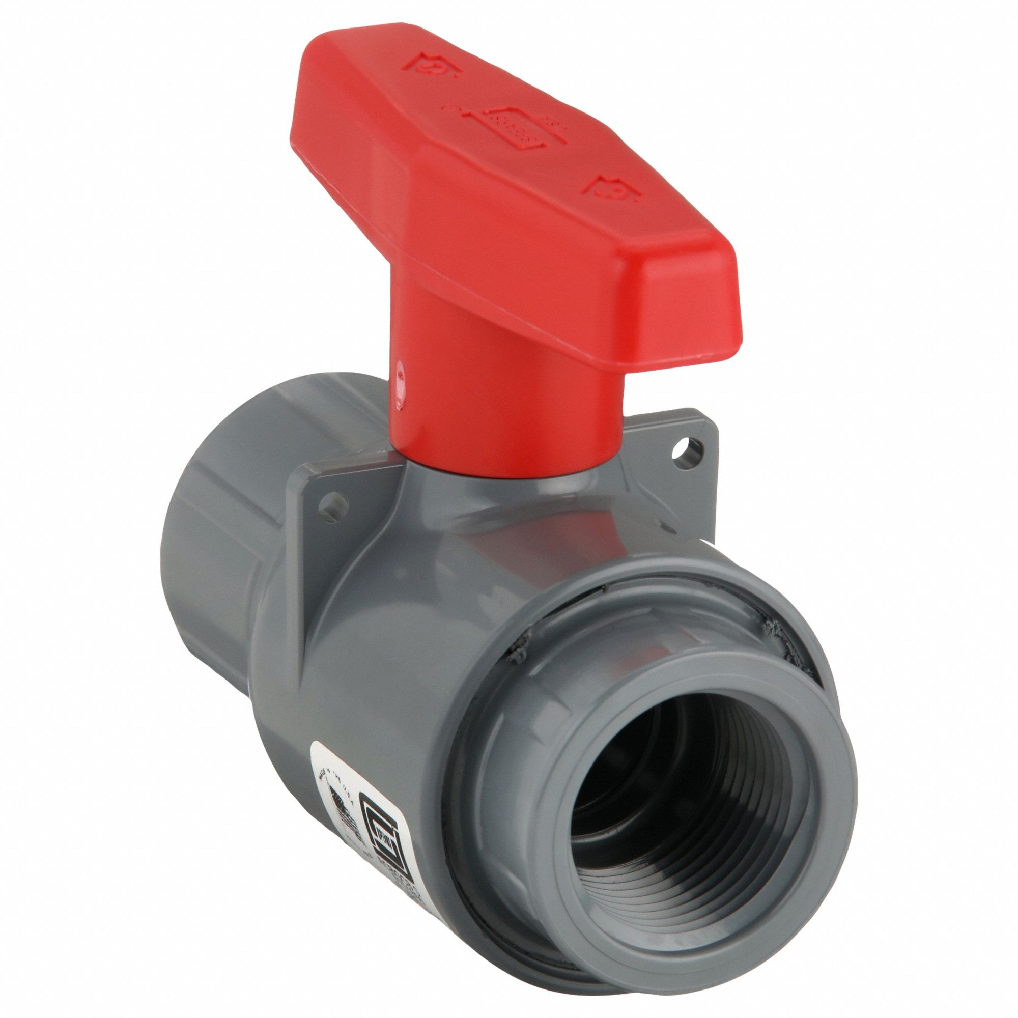 Manual Two-Way Ball Valve: 1 in, CPVC, Straight, 235 psi Max. Pressure (CWP), One-Piece, Tee