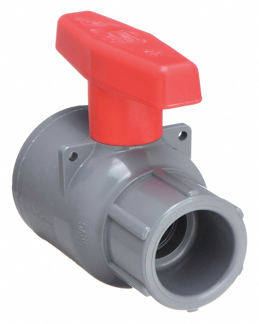MANUAL TWO-WAY BALL VALVE: ½ IN, CPVC, STRAIGHT, SOCKET X SOCKET, STD PORT BALL PORT, TEE