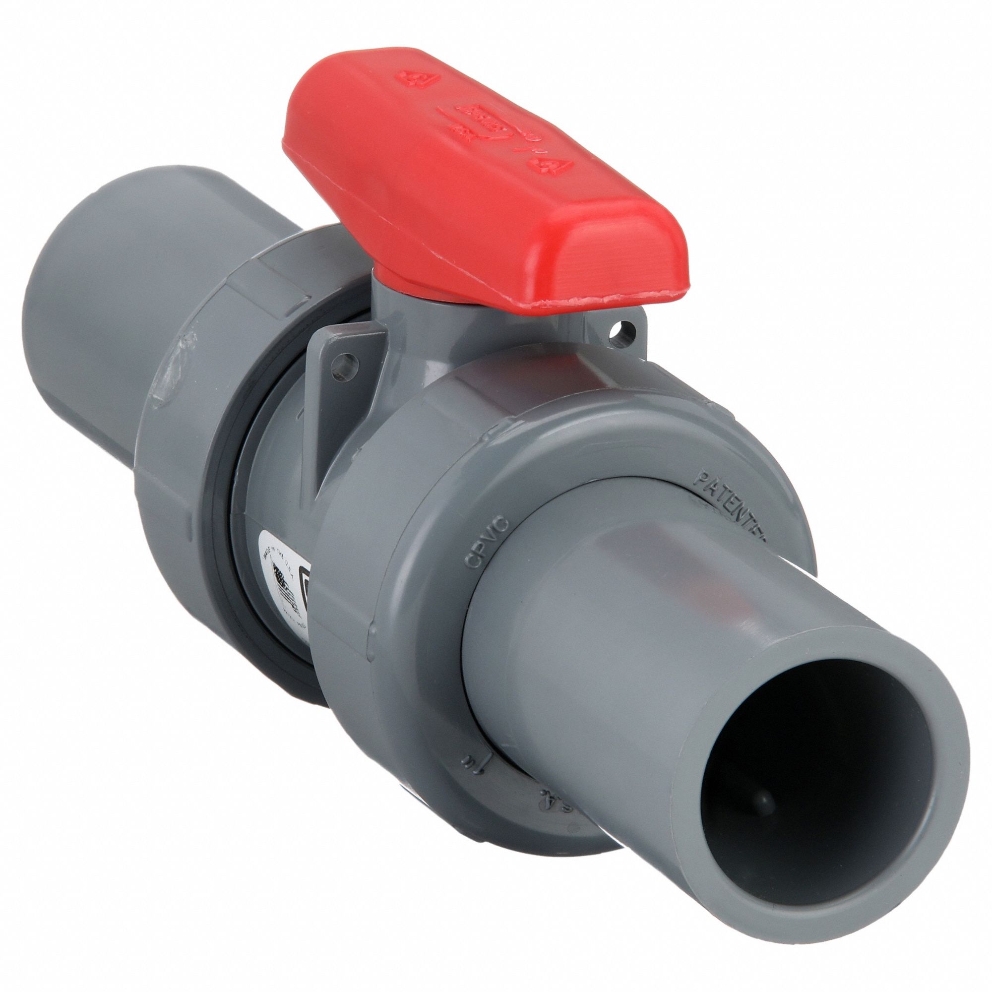 Manual Two-Way Ball Valve: 1 in, CPVC, Straight, Socket x Socket, 235 psi Max. Pressure (CWP)