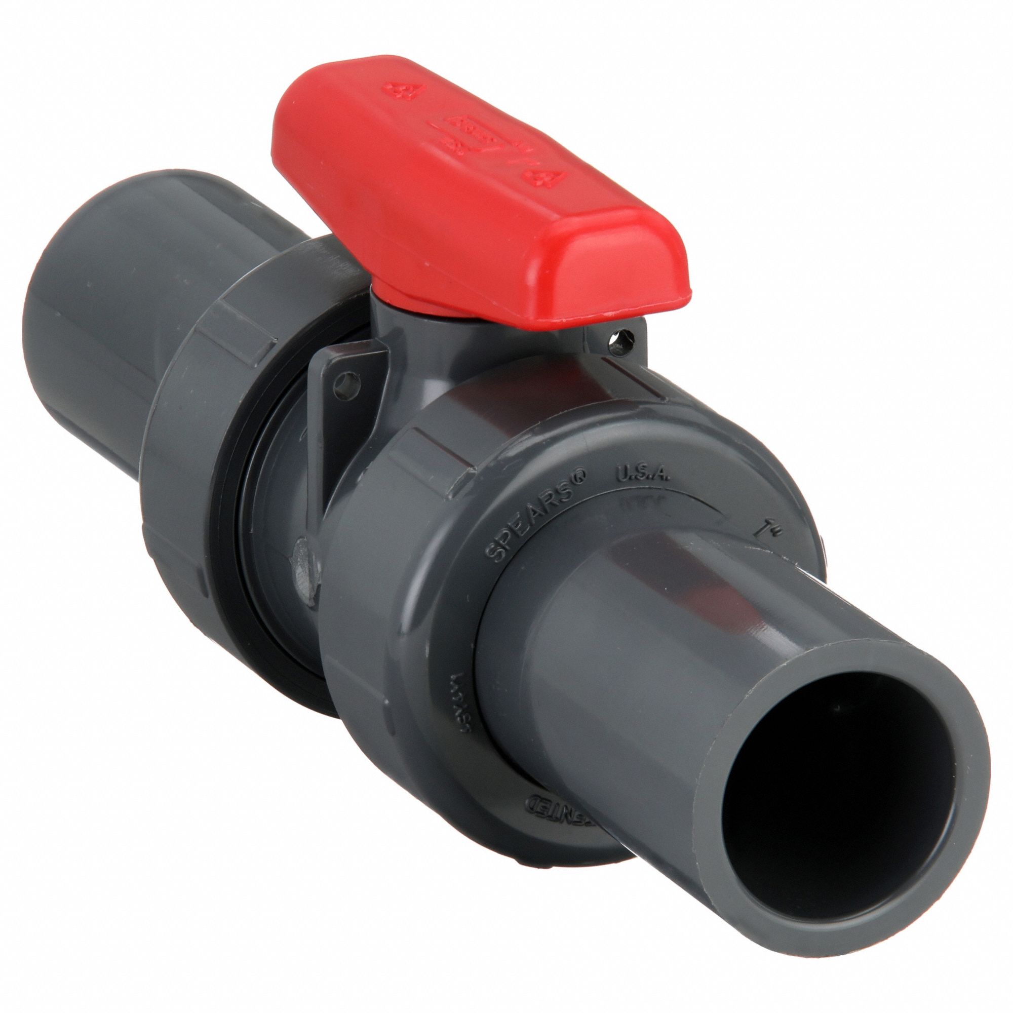 Manual Two-Way Ball Valve: 1 in, PVC, Straight, Socket x Socket, 235 psi Max. Pressure (CWP)