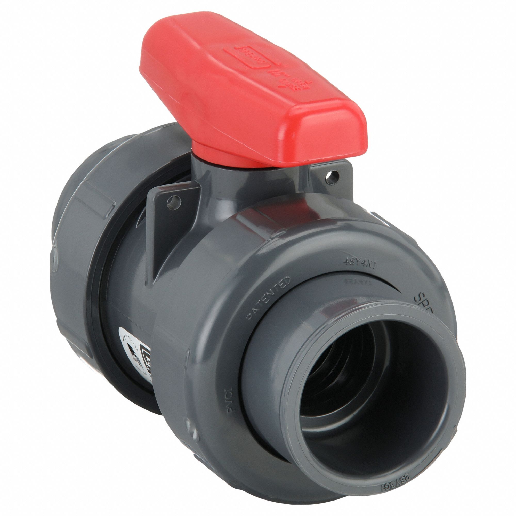 Manual Two-Way Ball Valve: 1 1/4 in, PVC, Straight, Socket x FNPT, Full Port Ball Port, Tee