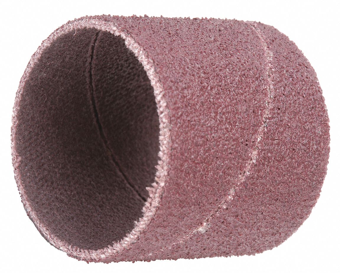 Spiral Band: 1 in Dia x 1 in W, Aluminum Oxide, 80 Grit, 341D