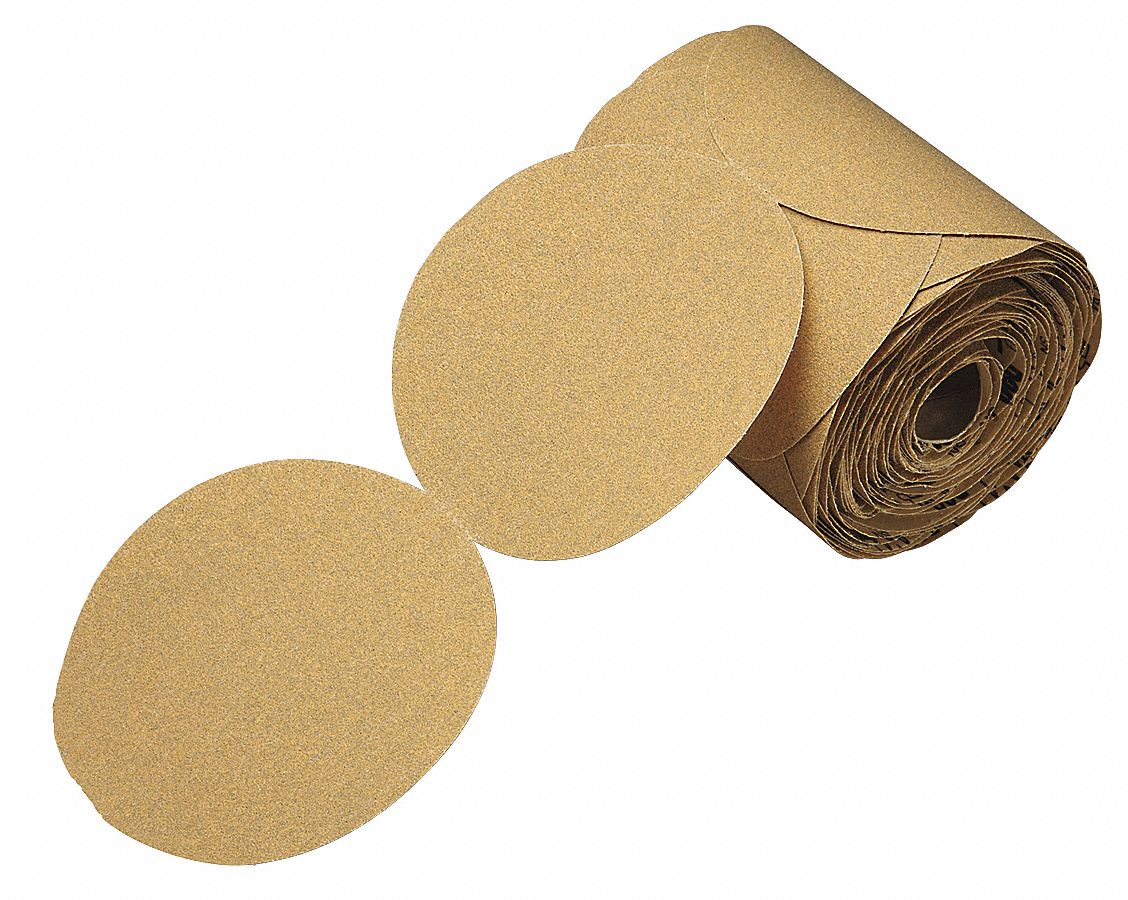 PSA Sanding Disc Roll: 5 in Dia, Non-Vacuum, Aluminum Oxide, P320 Grit, A Wt Paper, 216U, P320, A