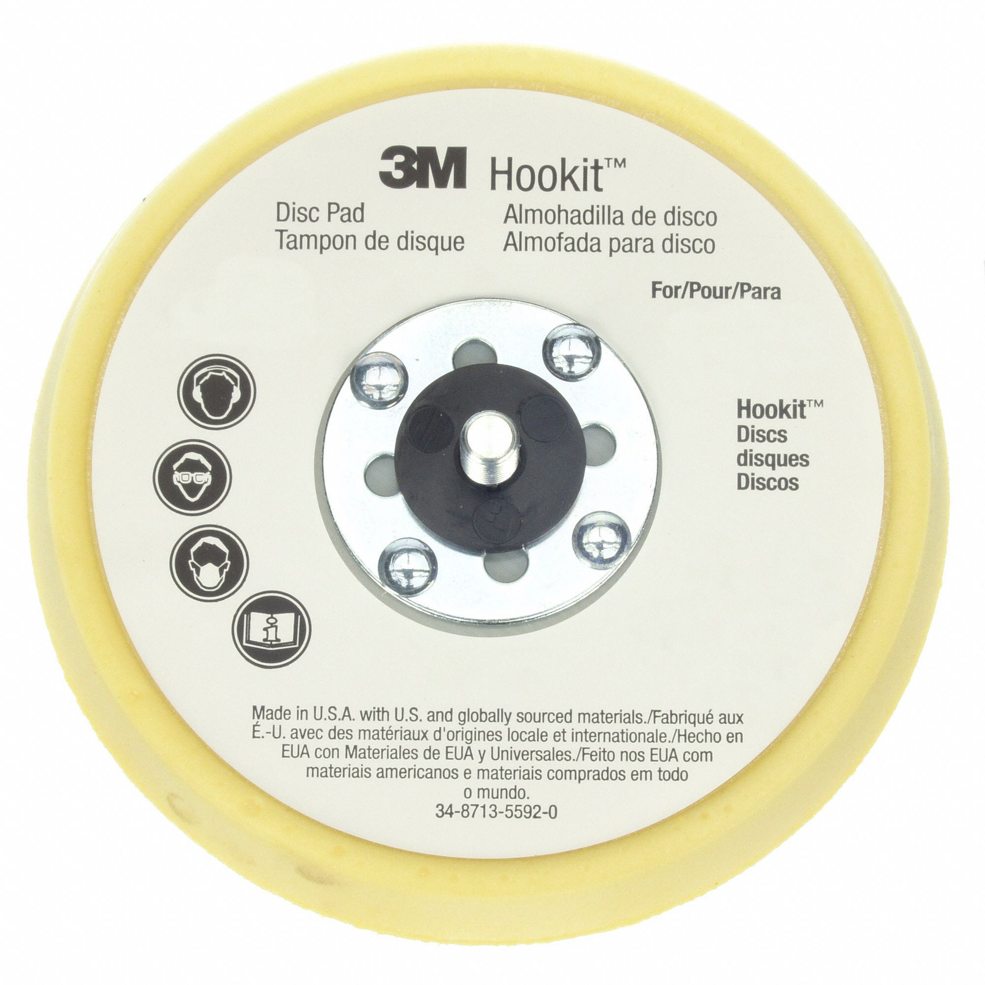 Low Profile Hook-and-Loop Disc Backup Pad: 5 in Dia x 11/16 in T, 5/16"-24 Threaded-Shank
