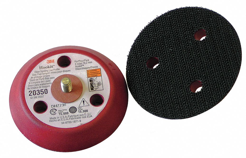 LOW PROFILE HOOK-AND-LOOP DISC BACKUP PAD, 3 IN DIAMETER X ½ IN THICK, 1/4