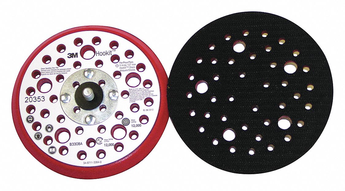 LOW PROFILE HOOK-AND-LOOP DISC BACKUP PAD, 5 IN DIAMETER X ⅜ IN THICK, 5/16