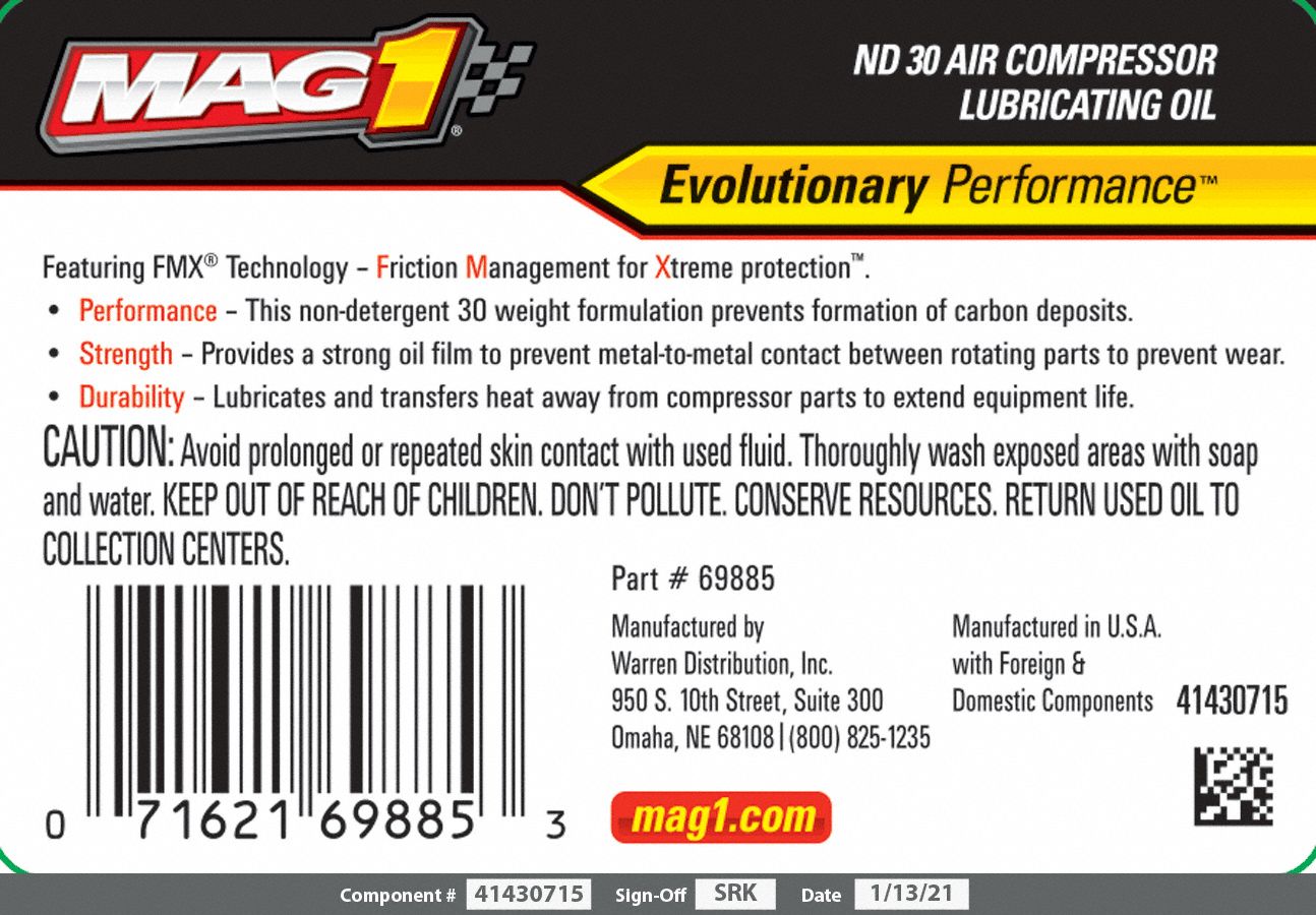 MAG 1 Air Compressor Oil 16 fl oz, Bottle, 30 ISO Viscosity Grade, 109