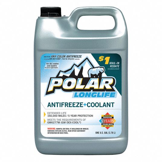 Polar Antifreeze Coolant 1 Gal Plastic Bottle Dilution Ratio 50 50 5 F Freezing Point F 20rw89 Po76af6p Grainger