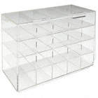 SAFETY GLASSES HOLDER, WITH DOOR, 20 PAIRS, CLEAR, ACRYLIC, TABLE, 15½X11¾X6¾ IN