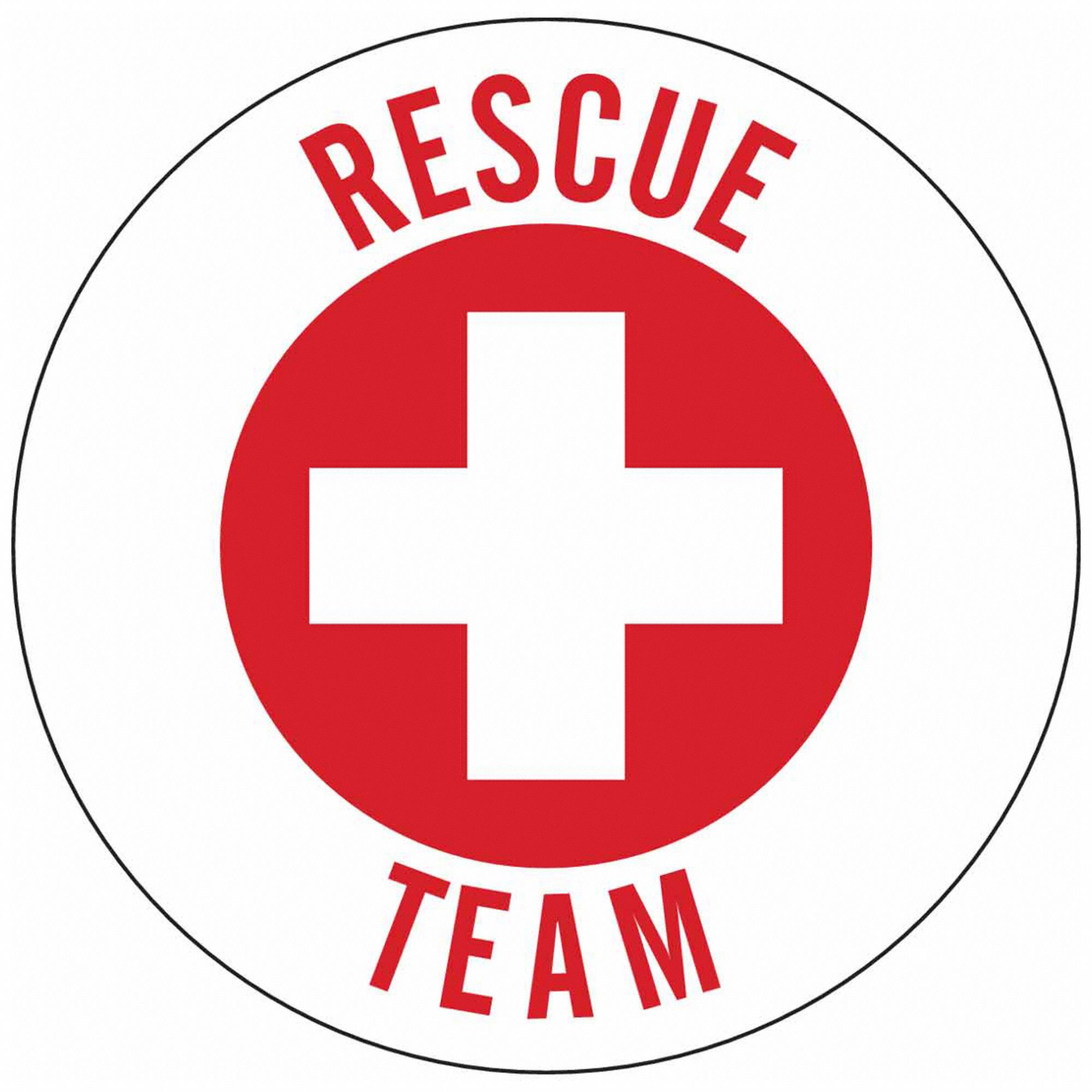 Rescue Team, 2 in Dia, Hard Hat Label - 20RY90|49566 - Grainger