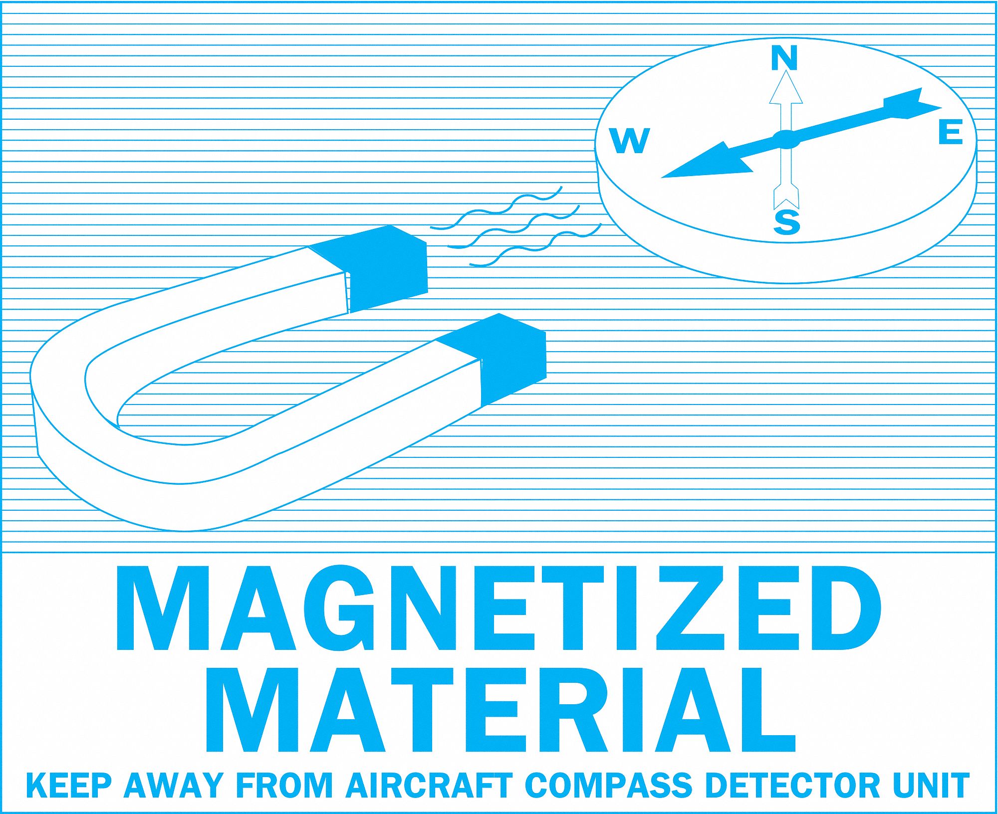 DOT Handling Label: Keep Away From Aircraft Compass Detector Unit, 4 3/8 in x 3 1/2 in, Label