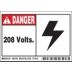 Danger: 208 Volts Signs