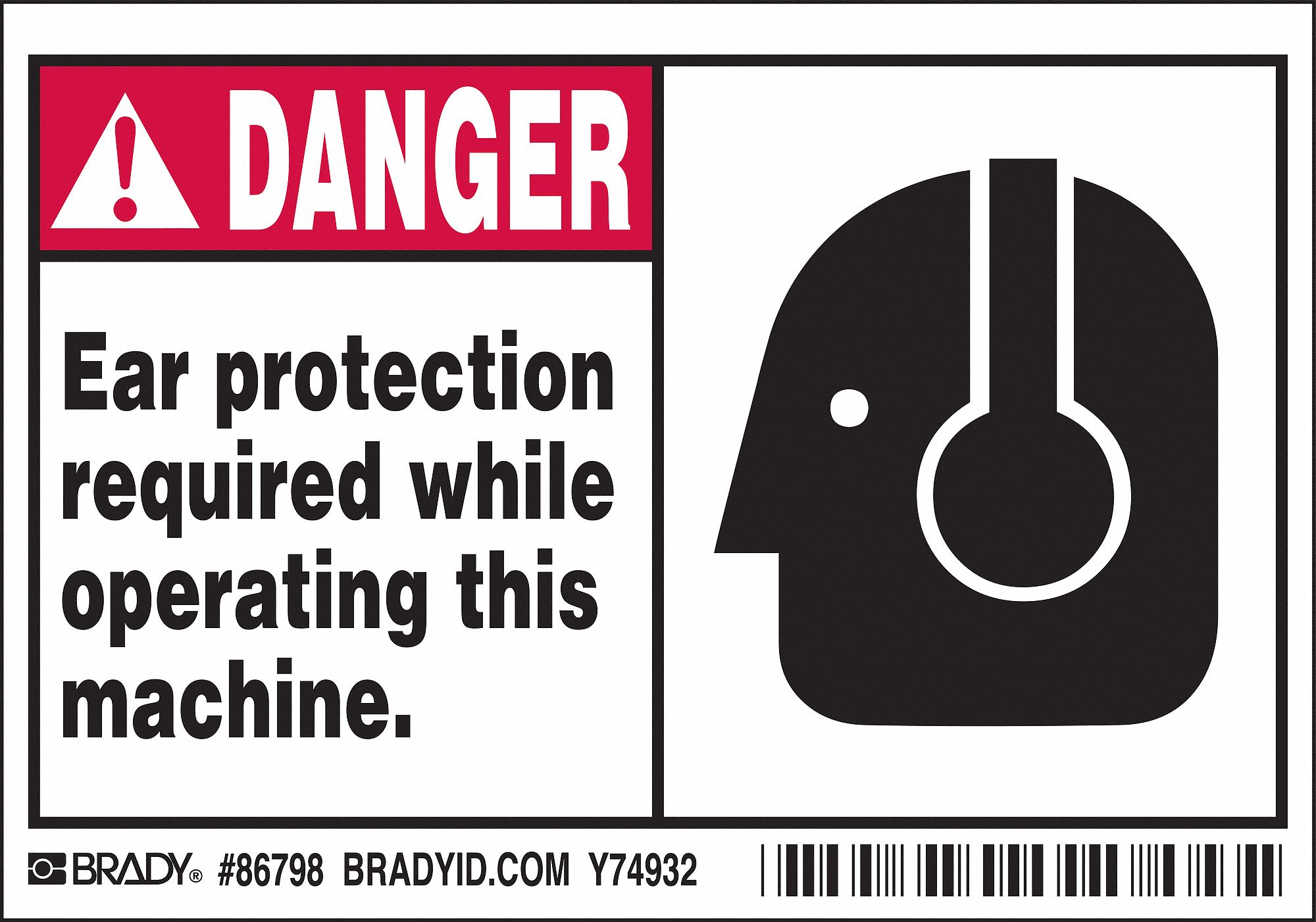 LABEL, POLYESTER, ADHESIVE MOUNT, 3½ X 5 IN, 0.01 IN THICK, 5 PK, EAR PROTECTION REQUIRED WHILE OPERATING THIS MACHINE