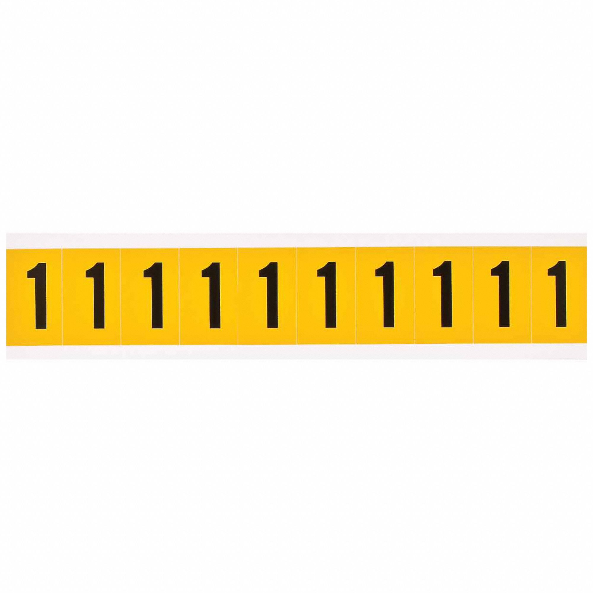 Number Label: 1 in Character Ht, Indoor/Outdoor, Non-Reflective, Archivo Narrow, Black/Yellow, 1