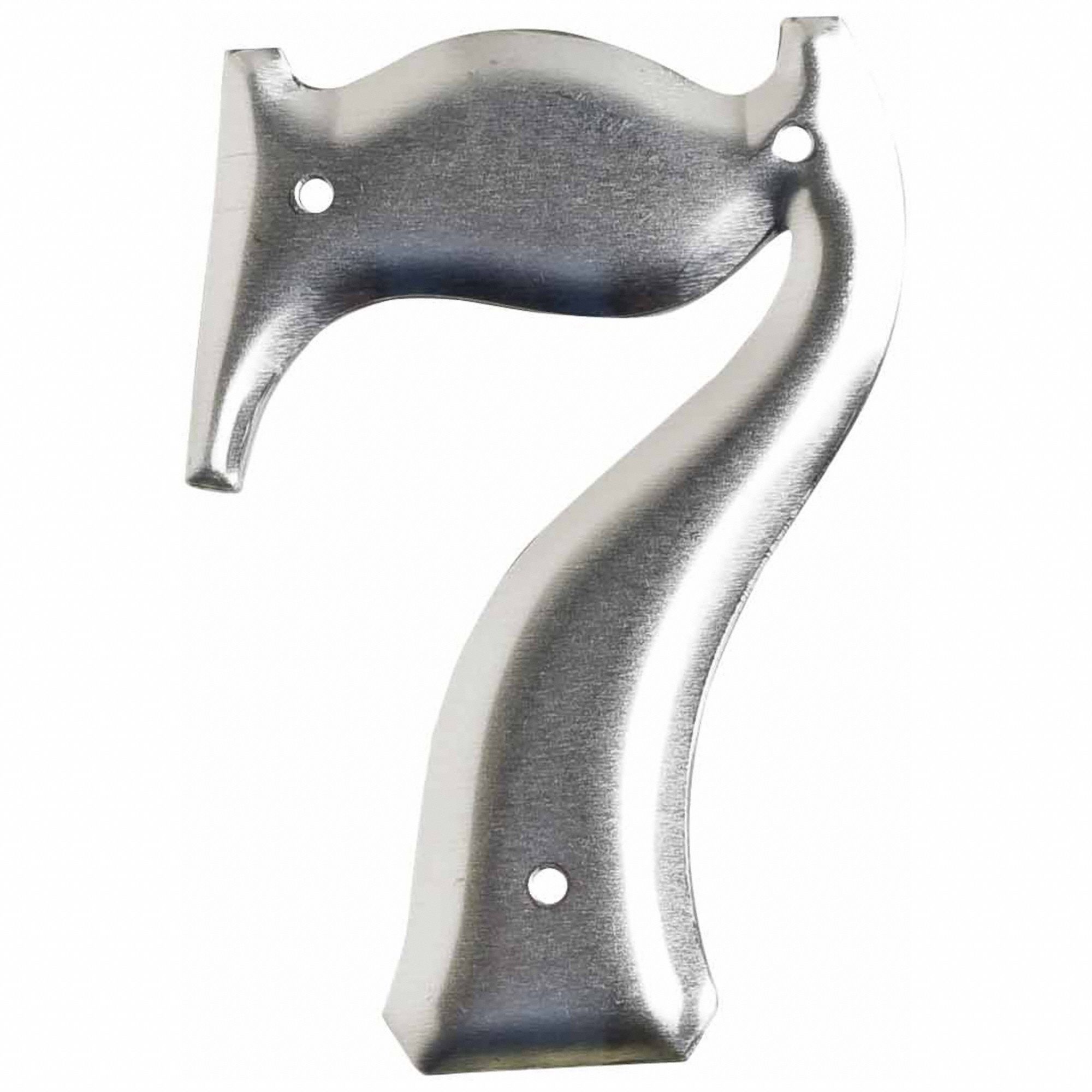 Number Label: 7, Silver, 3 in Character Ht, 2 in Overall Wd, Uppercase, 10 Pieces, (10) Packs, 10 PK