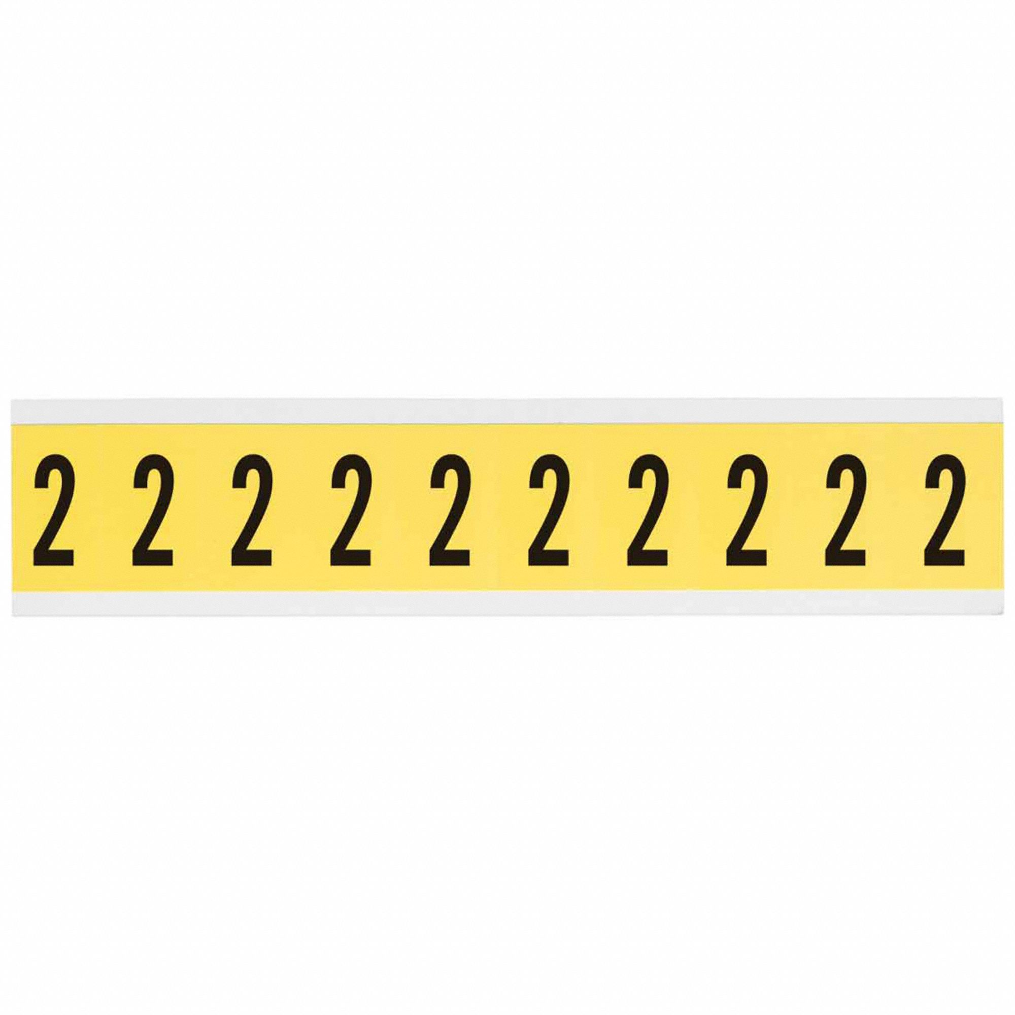 Number Label: 1 in Character Ht, Indoor Only, Non-Reflective, Gothic, Black, 2, Die Cut, Uppercase